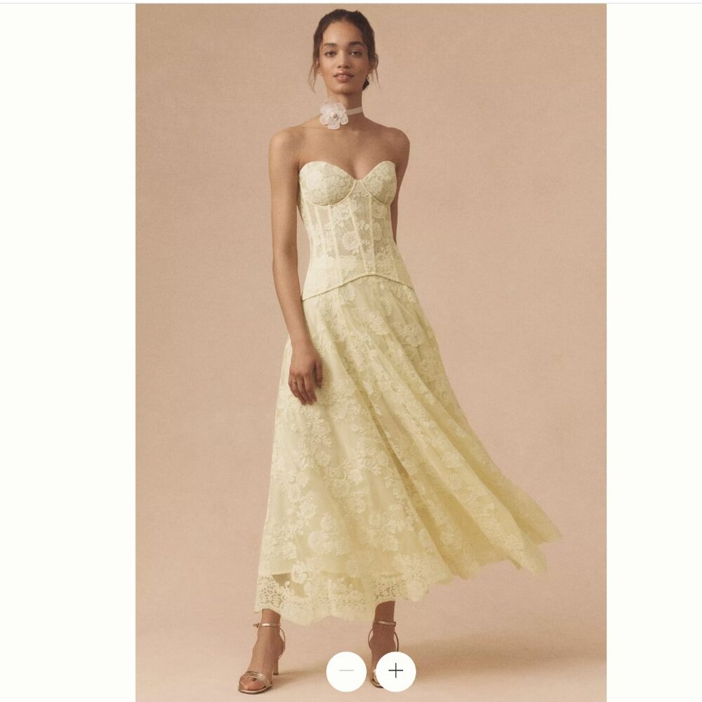 V. Chapman Carolena Strapless Sweetheart A-Line Lace Midi Set - Sz 12 NWT